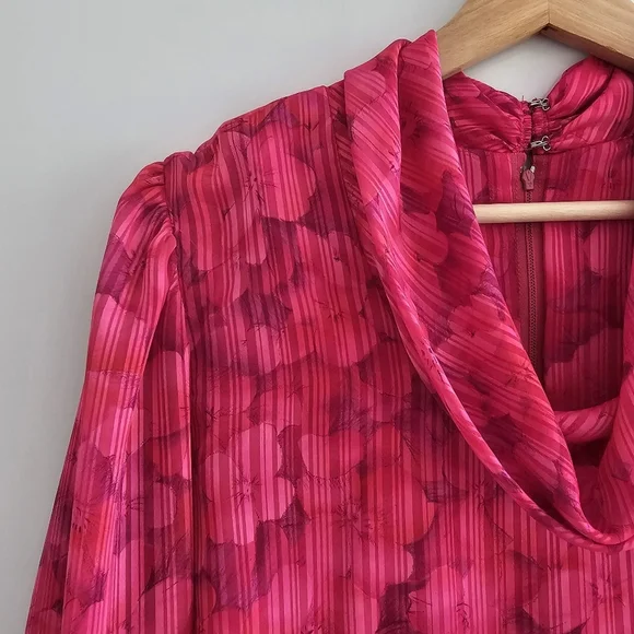 Vintage Umba for Parnes Feinstein Pink Floral Iconic 70s Dress, Size Medium - Picture 3 of 14